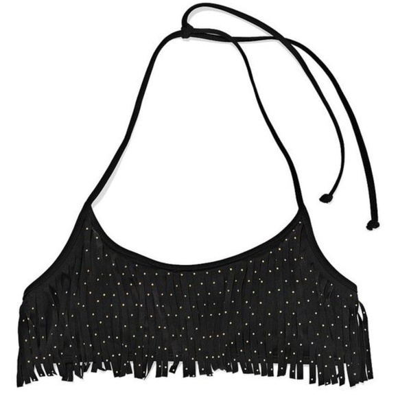 Victoria's Secret PINK Black Fringe Bikini Top - Picture 1 of 6